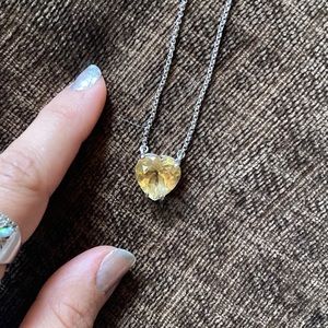 Amber stone heart necklace